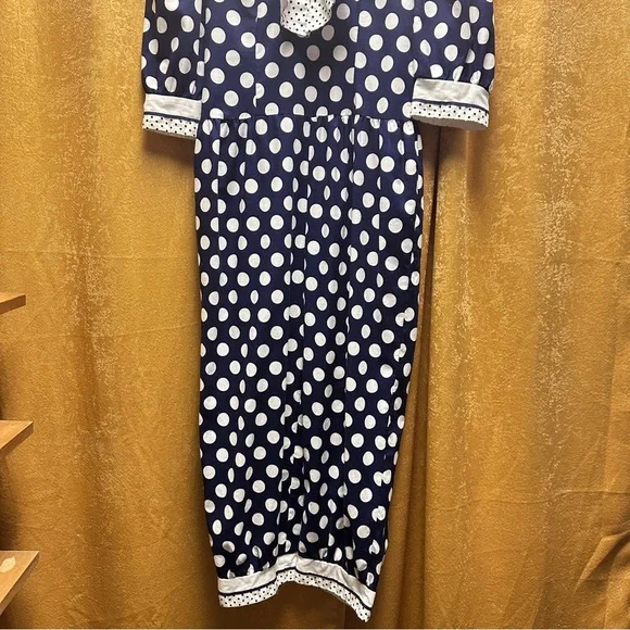 Vintage 1980s My Michelle Navy and White Polka Dot Jumpsuit - Picture 2 of 8